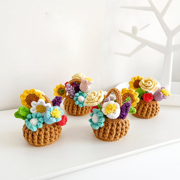 Multicolor Flowers Crochet Potted Plants Completed Hand Woven Knitted Potted Plants Gift for Handicraft Lover - Myphotomugs