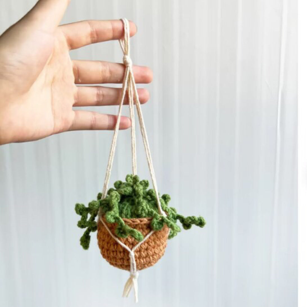 Cute Potted Plants Crochet Car Mirror Hanging Accessories Gift for Handicraft Lover - Myphotomugs