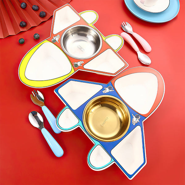 Children's Airplane Dinner Plate Complementary Food Bowl Creative Partition Tableware Set