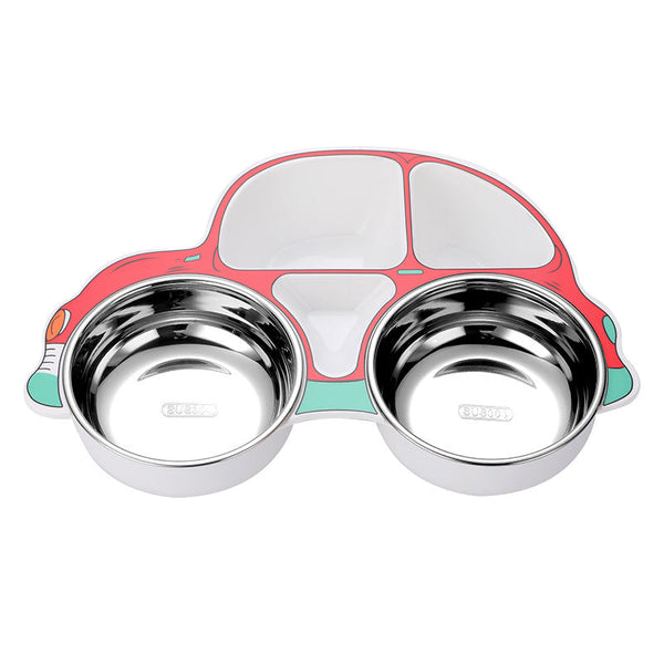 Children's Car Dinner Plate Divided Complementary Food Bowl Stainless Steel Tableware