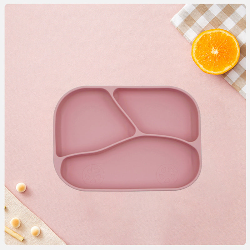 Children's Dinner Plate One-piece Silicone Auxiliary Food Bowl