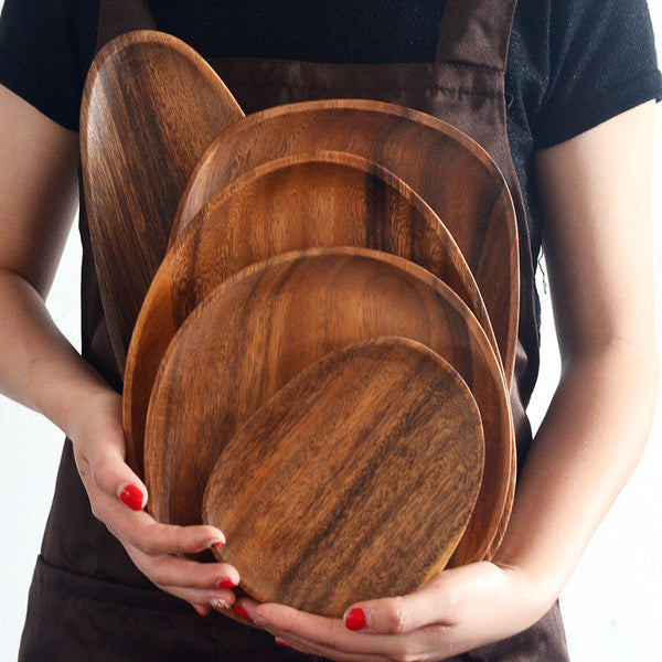 Irregular Wooden Plates Dessert Plate Simple Design Household Tableware Plates