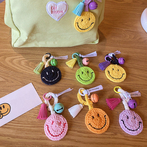 Knitted Smiley Face Keychain Creative Handmade Crochet Keychain Gift for Women - Myphotomugs