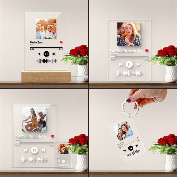 Custom Music Glass Code Collection Music Code Acrylic Plauqe, Keychain, Nightlight Photo Gifts For Lover