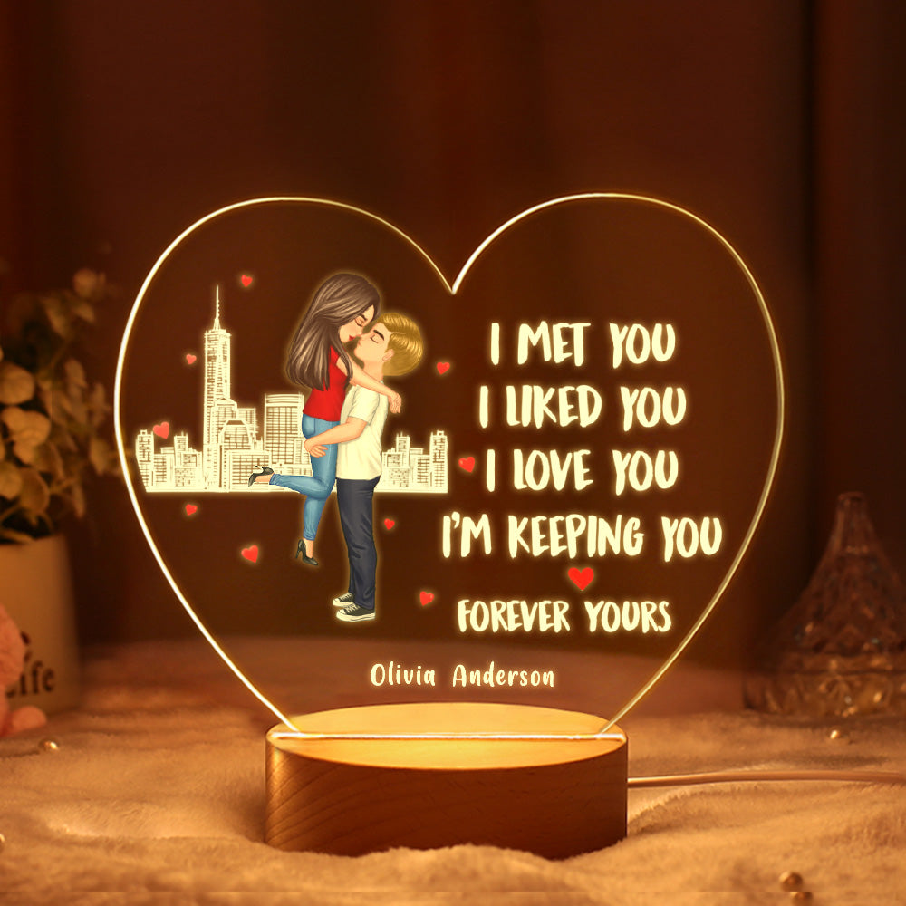 Valentine's Gifts Custom Lamp Personalized Hairstyle Clothes and Name Cartoon Heart Shape Light - Myphotomugs