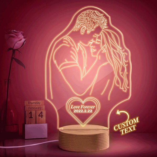 Custom Heart-shaped Engraved 3D Photo Lamp Led Personalized Night Light Gift for Lovers