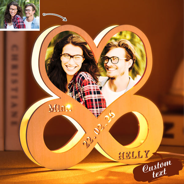 Custom Infinity Heart-shaped Photo Light Personalized Engraved Night Lamp for Valentine's Day and Anniversary