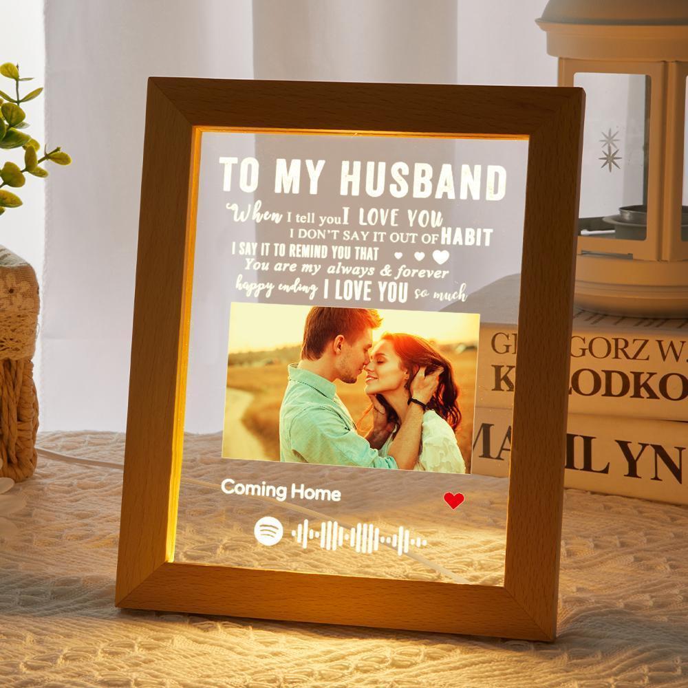 Custom Music Night Light Christmas Gifts LED Frame With Photo Engraved Text Night Light Anniversary Gift  Gift For Husband