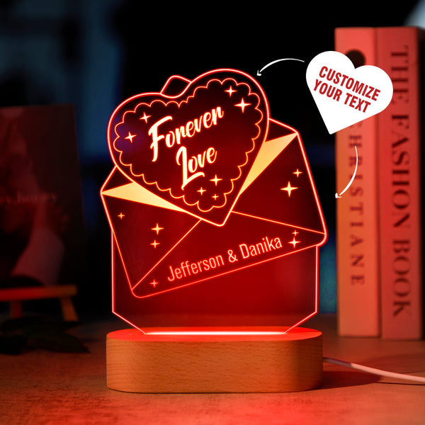 Custom Text Acrylic Envelope Night Light Personalized Coloful Lamp Valentines Day Gift - Myphotomugs