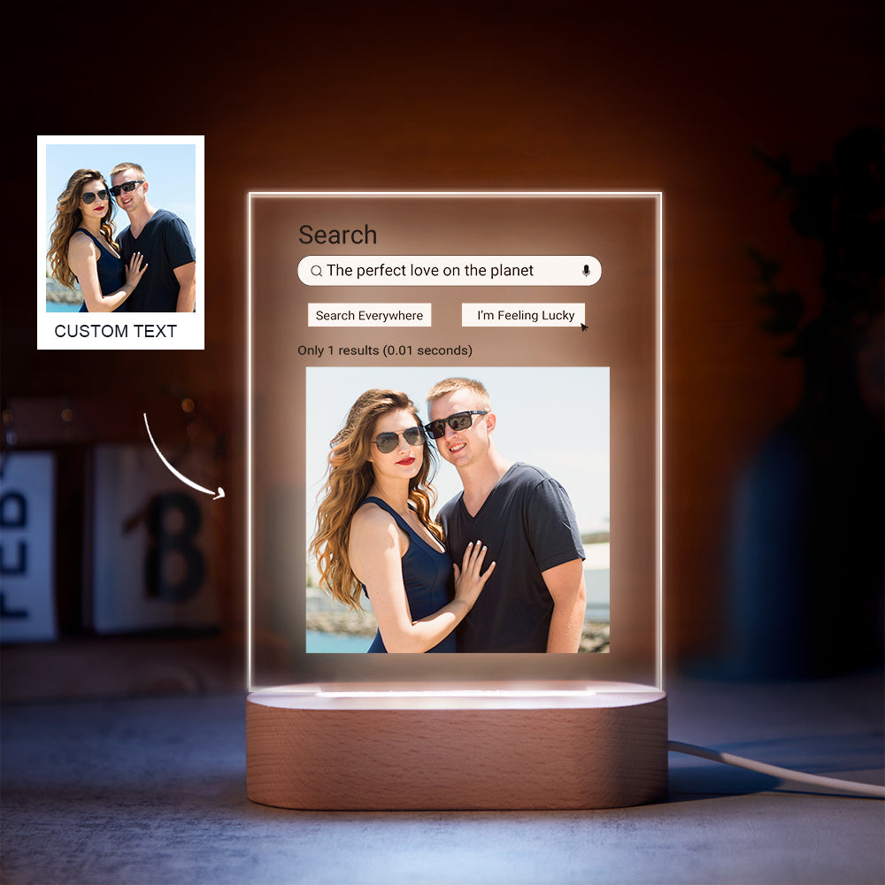 Custom Photo Google Search Colorful Lamp Acrylic 3D Printed Night Light Proposal Anniversary Day Gift - Myphotomugs