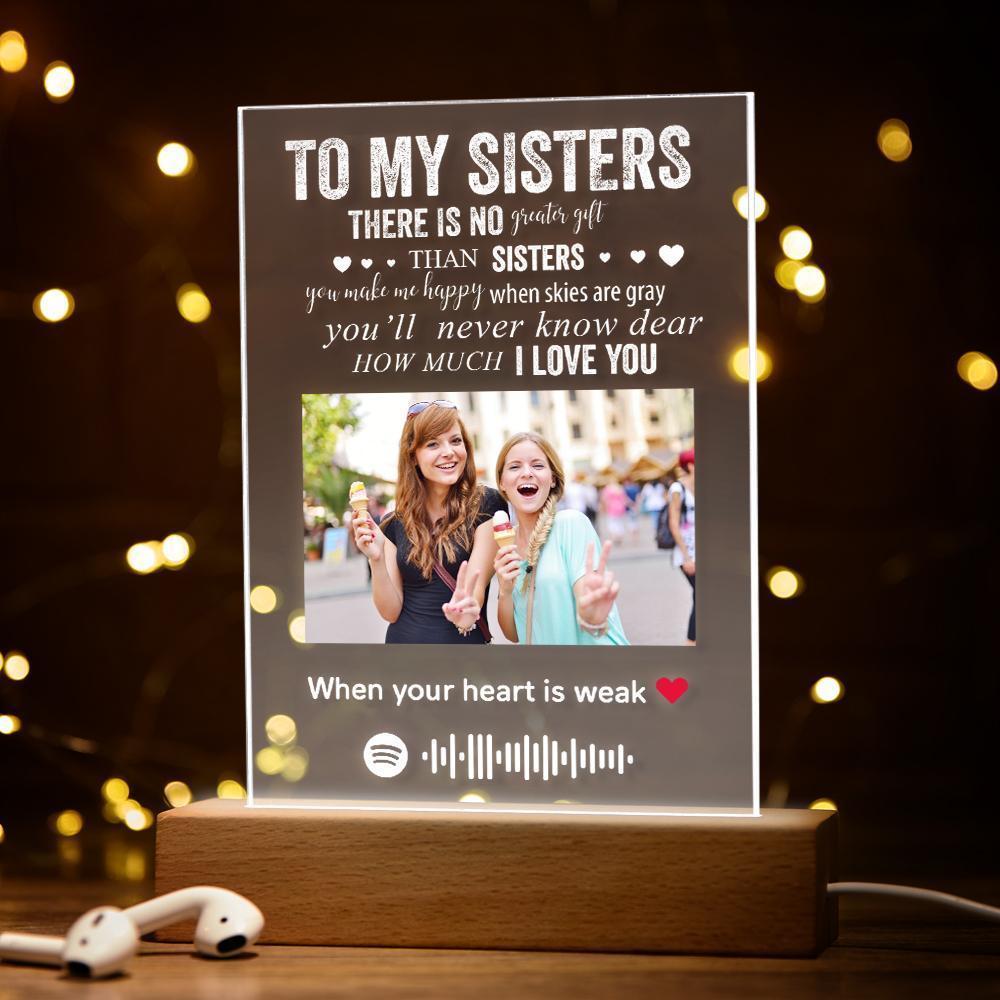 Custom Music Plaque Night Light Christmas Gifts to My Sisters Personalised Lamp Gifts For Sisters