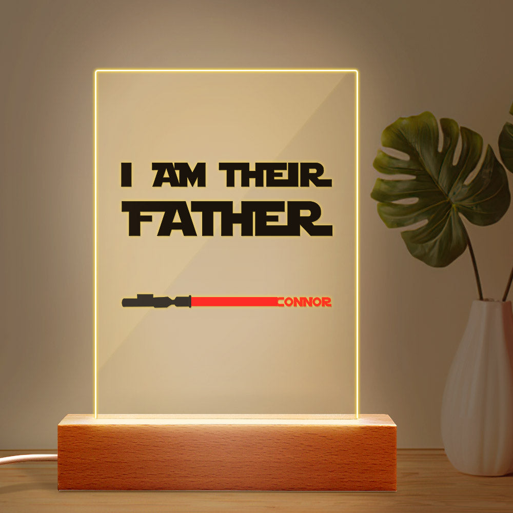 Personalized I Am Their Father Night Light Acrylic Light Saber Plaque Father's Day Gifts - Myphotomugs
