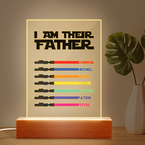 Personalized I Am Their Father Night Light Acrylic Light Saber Plaque Father's Day Gifts - Myphotomugs
