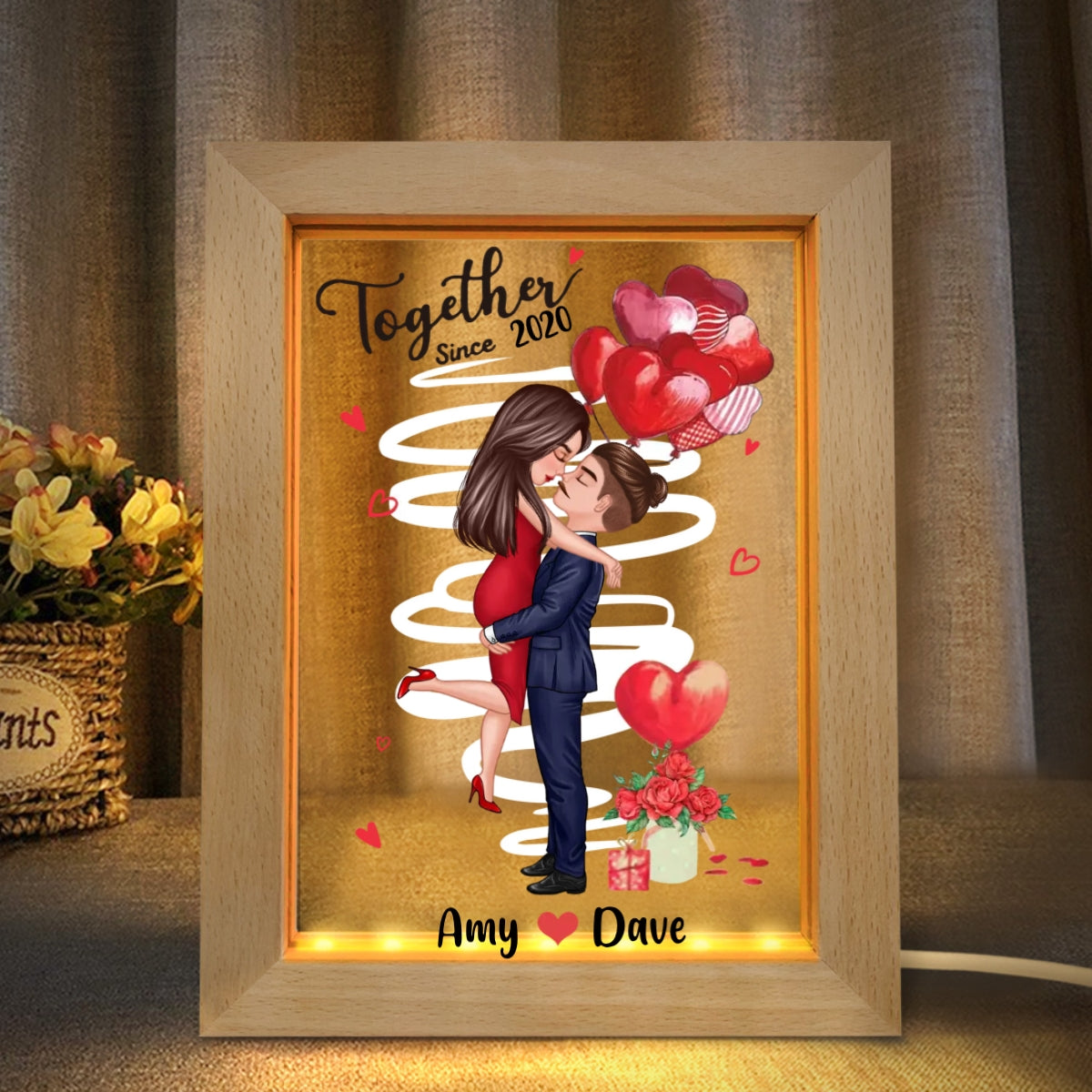 Custom Lamp Personalized Couple Cartoon Acrylic Lamp Valentine's Gifts for Her - Myphotomugs