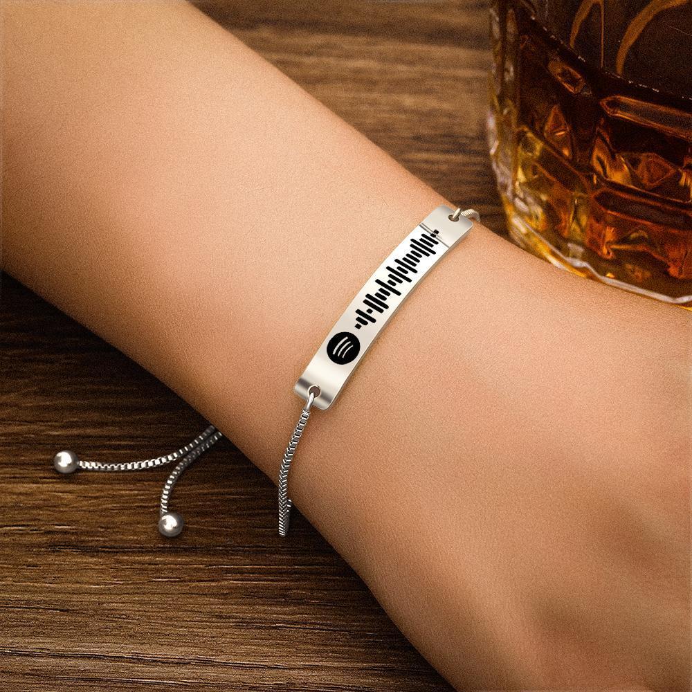 Spotify Code Bracelet Stainless Steel Custom Bracelet Silver