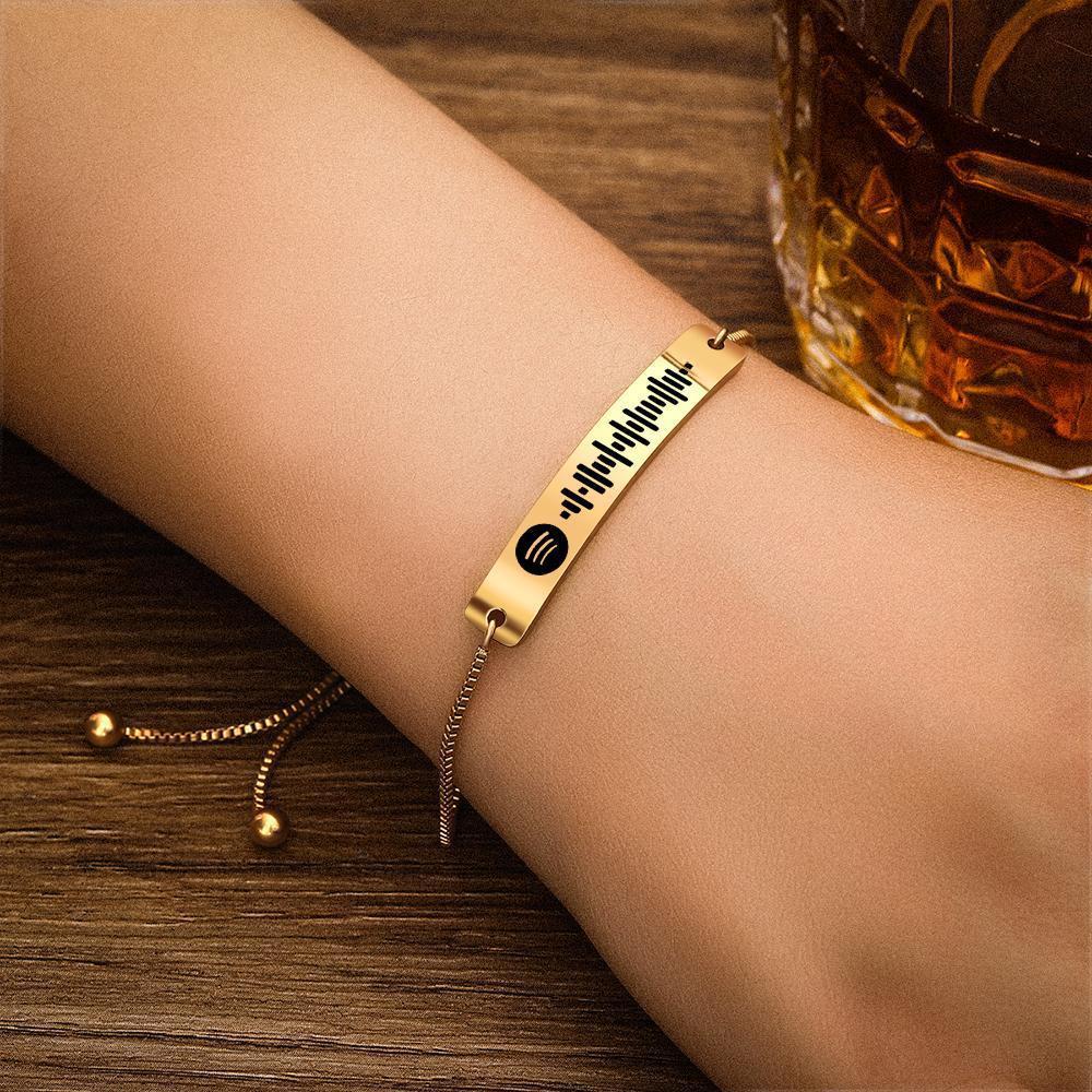 Music Code Bracelet Christmas Gifts Stainless Steel Custom Bracelet Gold