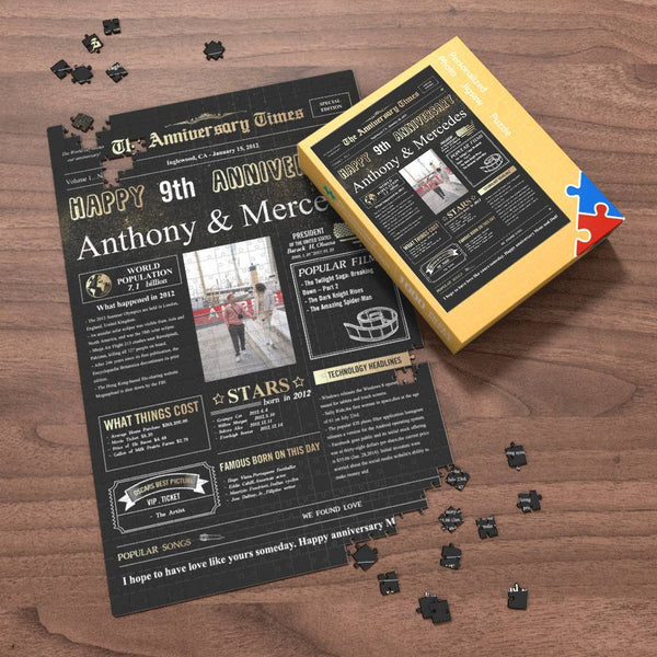 100 Years History News Custom Photo Jigsaw Puzzle Newspaper Decoration 9th Anniversary Gift  9th Birthday Gift Back in 2012