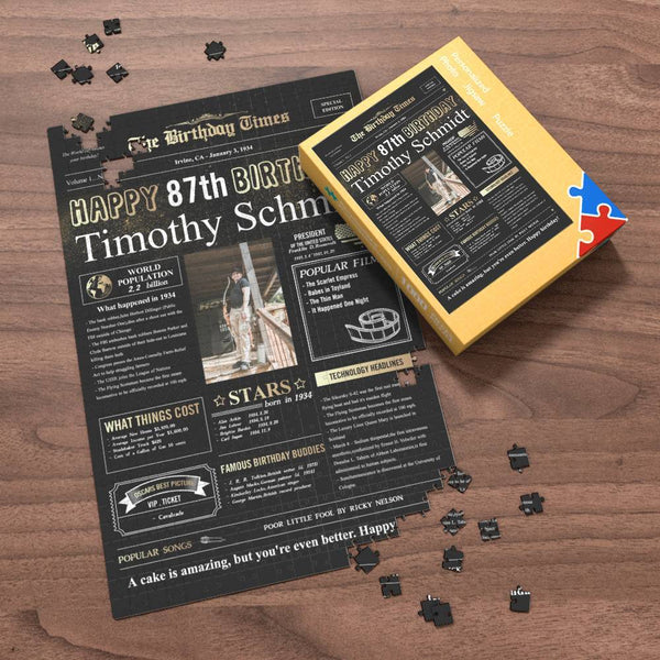 100 Years History News Custom Photo Jigsaw Puzzle Newspaper Decoration 87th Anniversary Gift  87th Birthday Gift Back in 1934