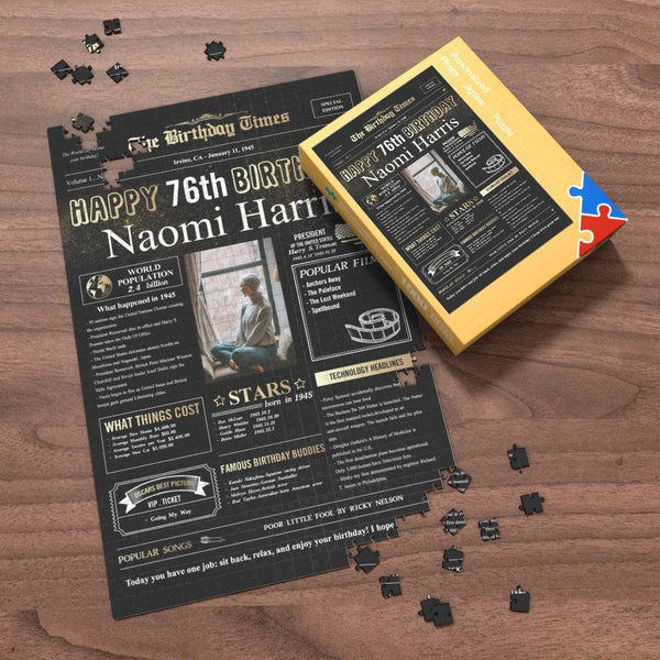 100 Years History News Custom Photo Jigsaw Puzzle Newspaper Decoration 76th Anniversary Gift  76th Birthday Gift Back in 1945